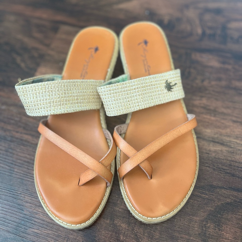 Women’s Size 8 Margaritaville Seafoam Raffia Wedge Slip On Sandal